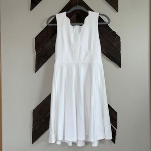 Scalloped neck white dress